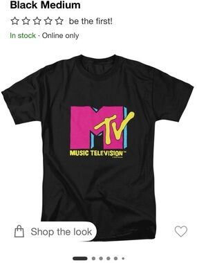MTV Logo T-Shirt Adult Medium Black Retro 90s Style Gildan Heavy Cotton Graphic